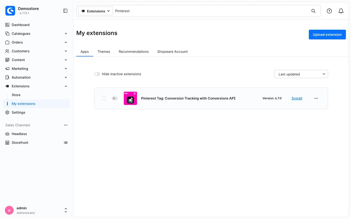 Plugin in "My extensions" before installation
