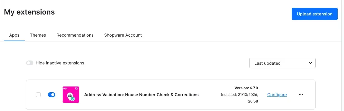 Plugin in "My extensions"