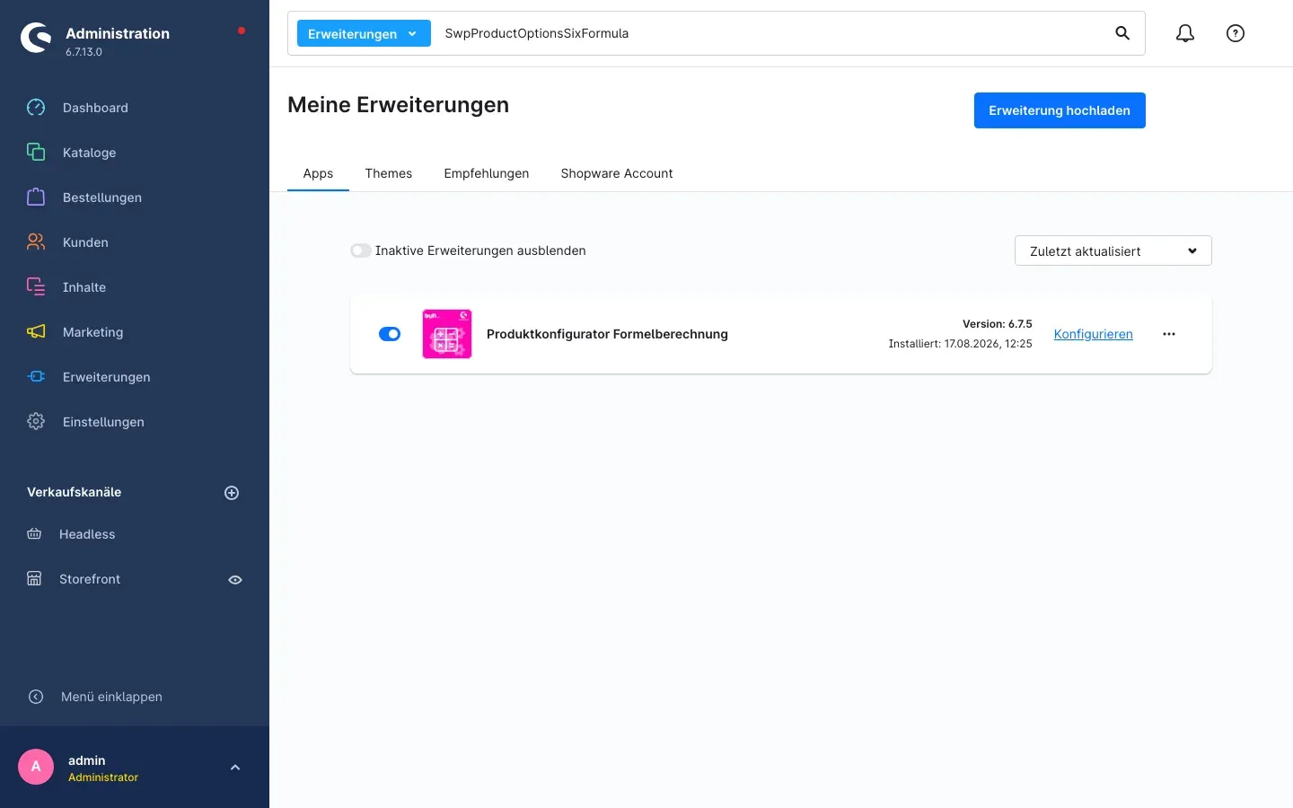 Plugin installiert und aktiviert