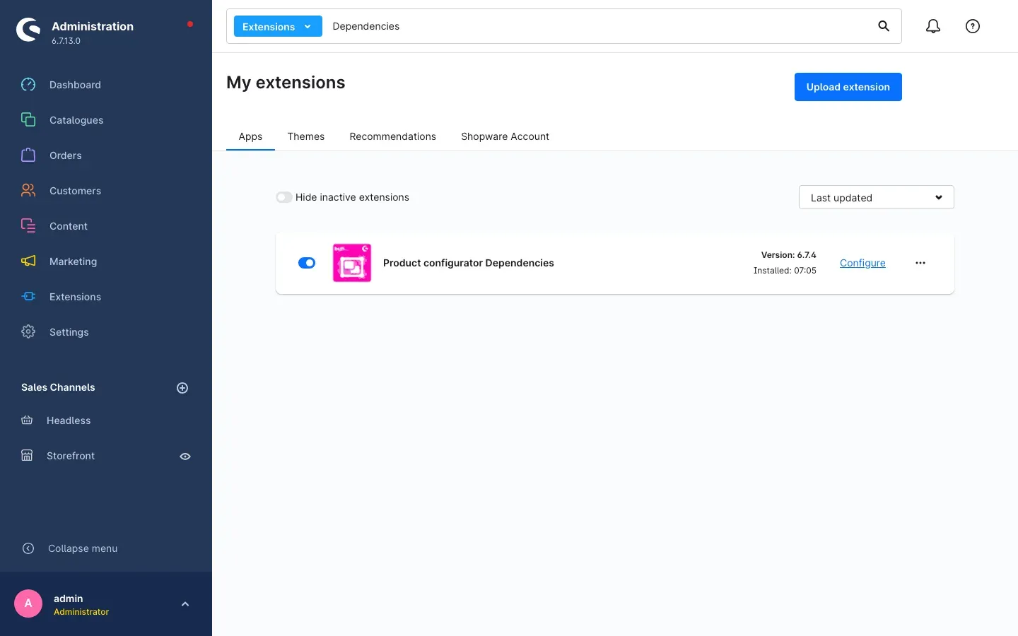 Plugin installed and active under My extensions
