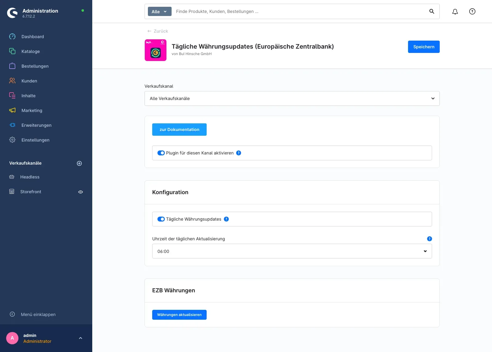 Die Konfigurationsseite des Plugins