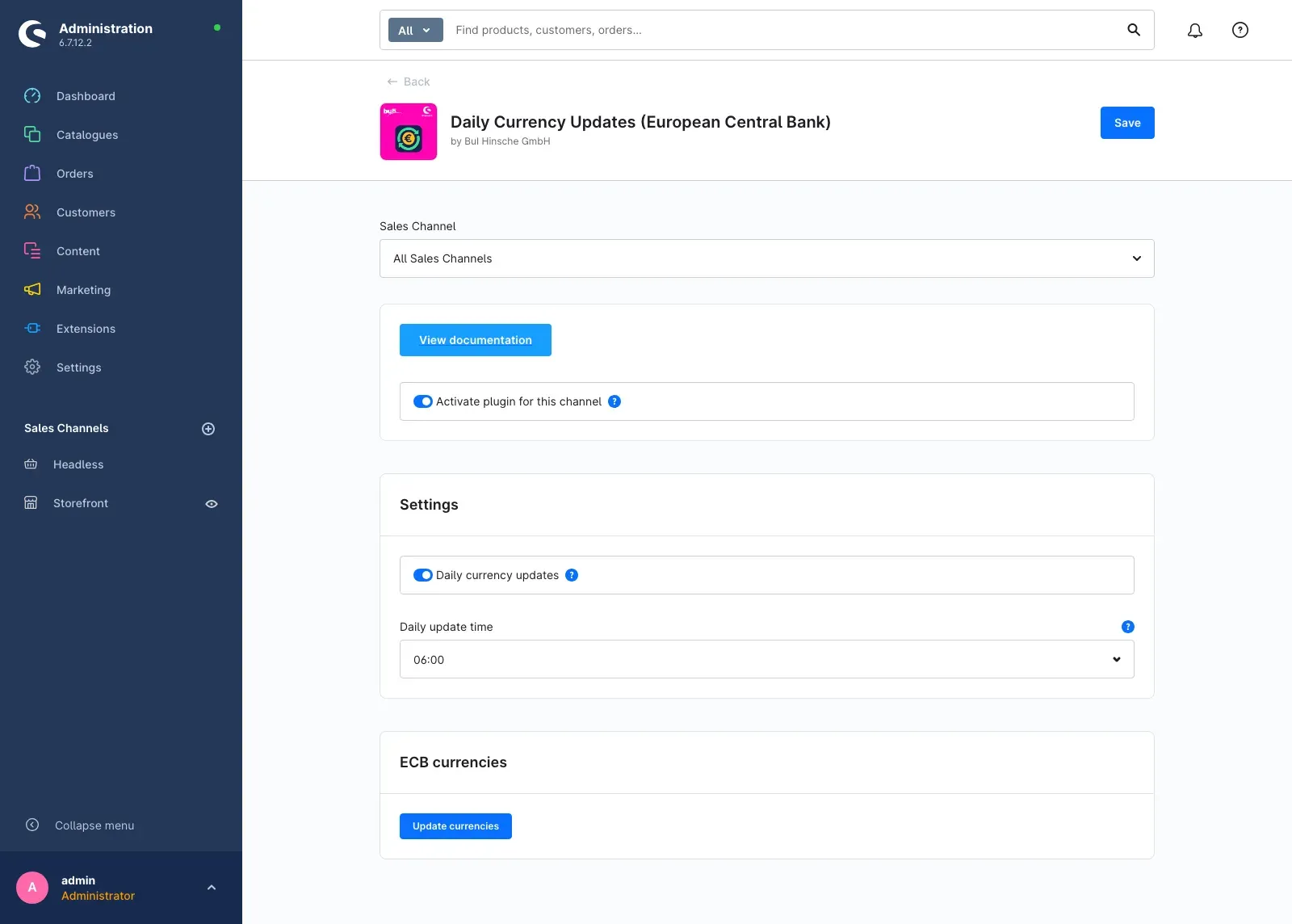 The plugin configuration page