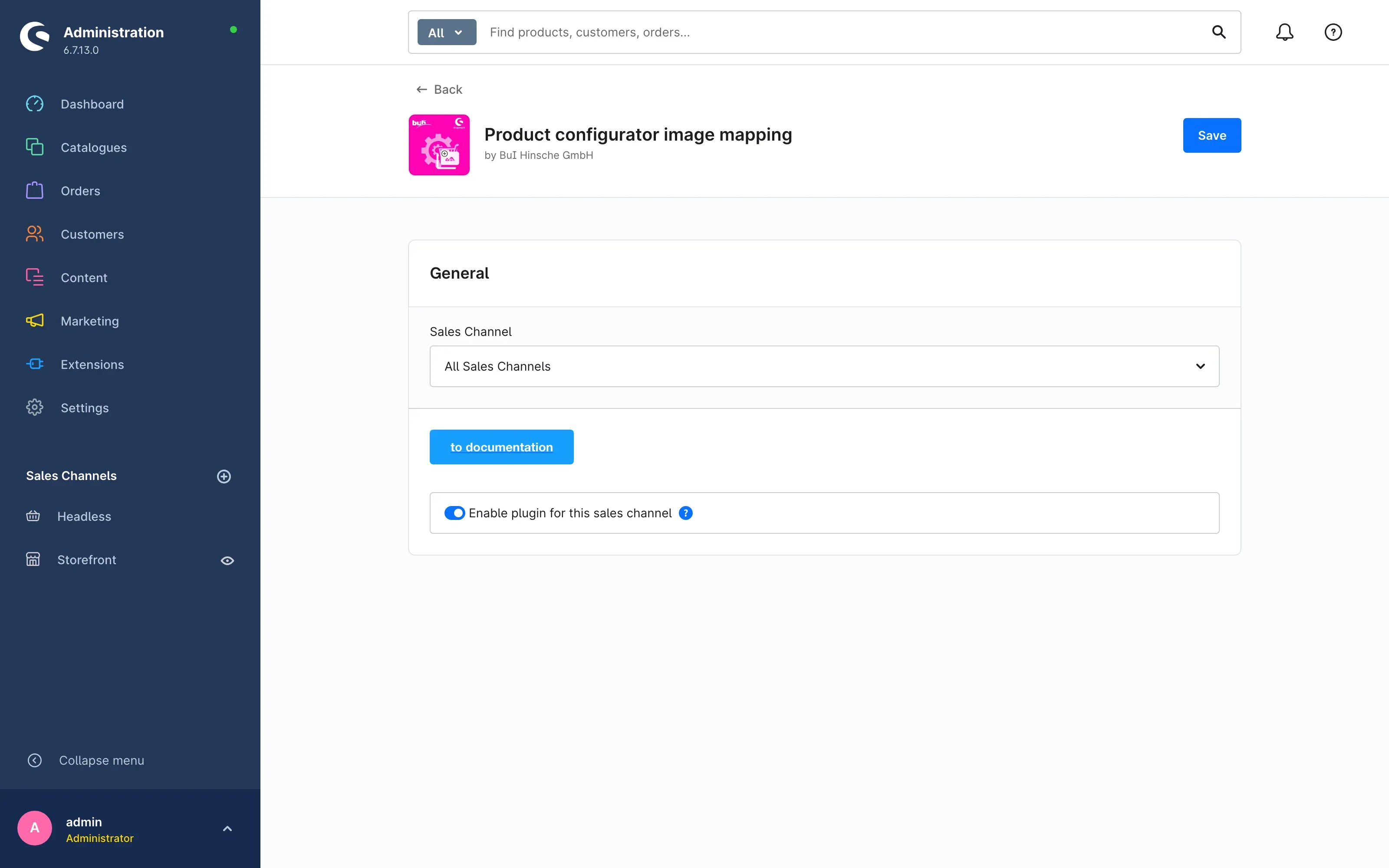 Plugin configuration page