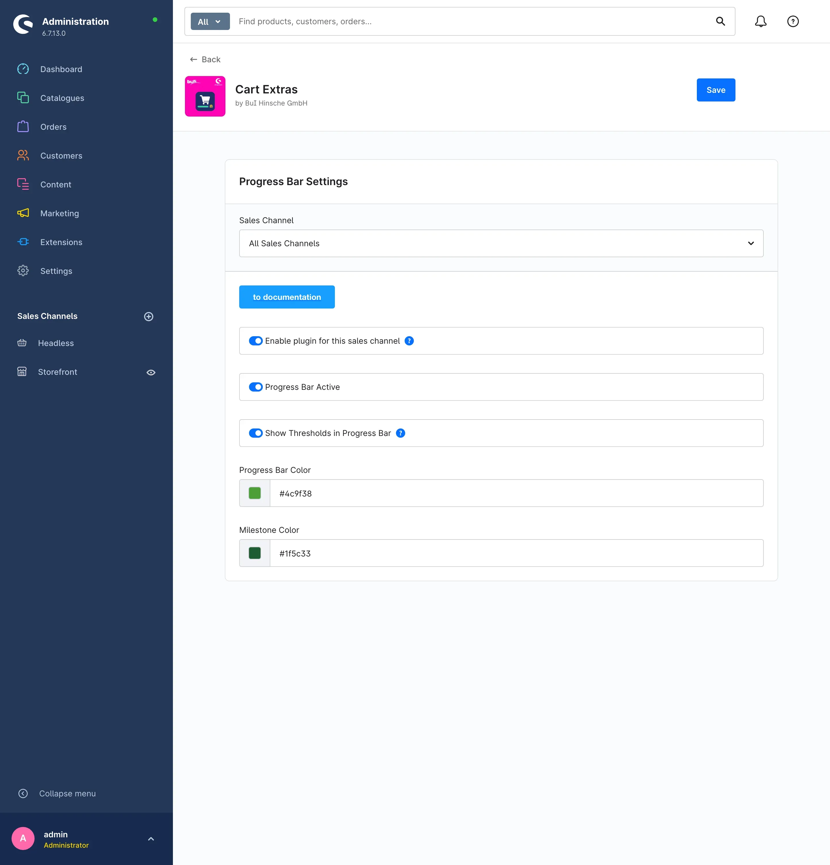 Plugin configuration page