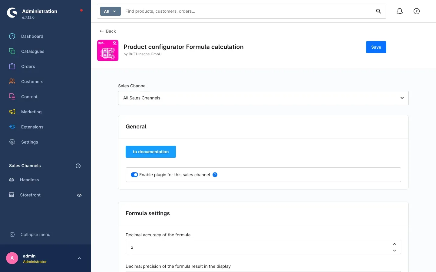 Configuration page