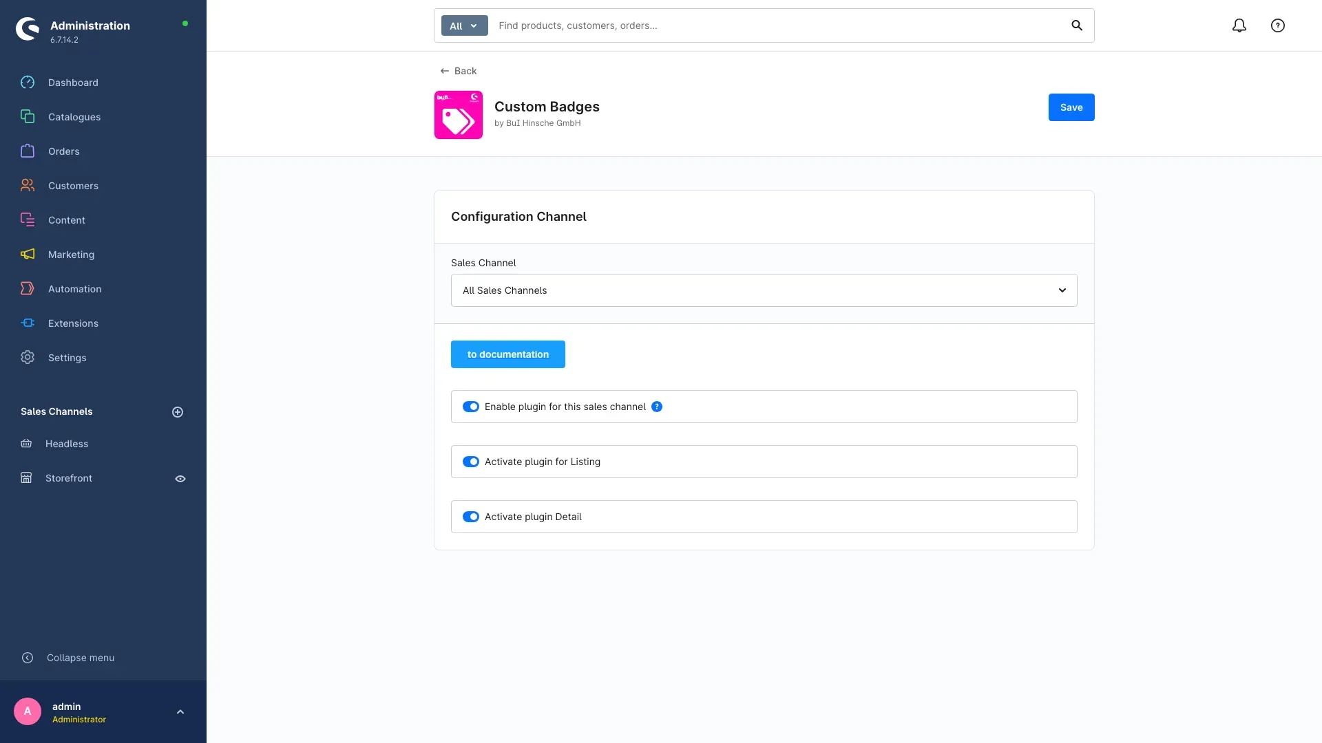 Configuration page