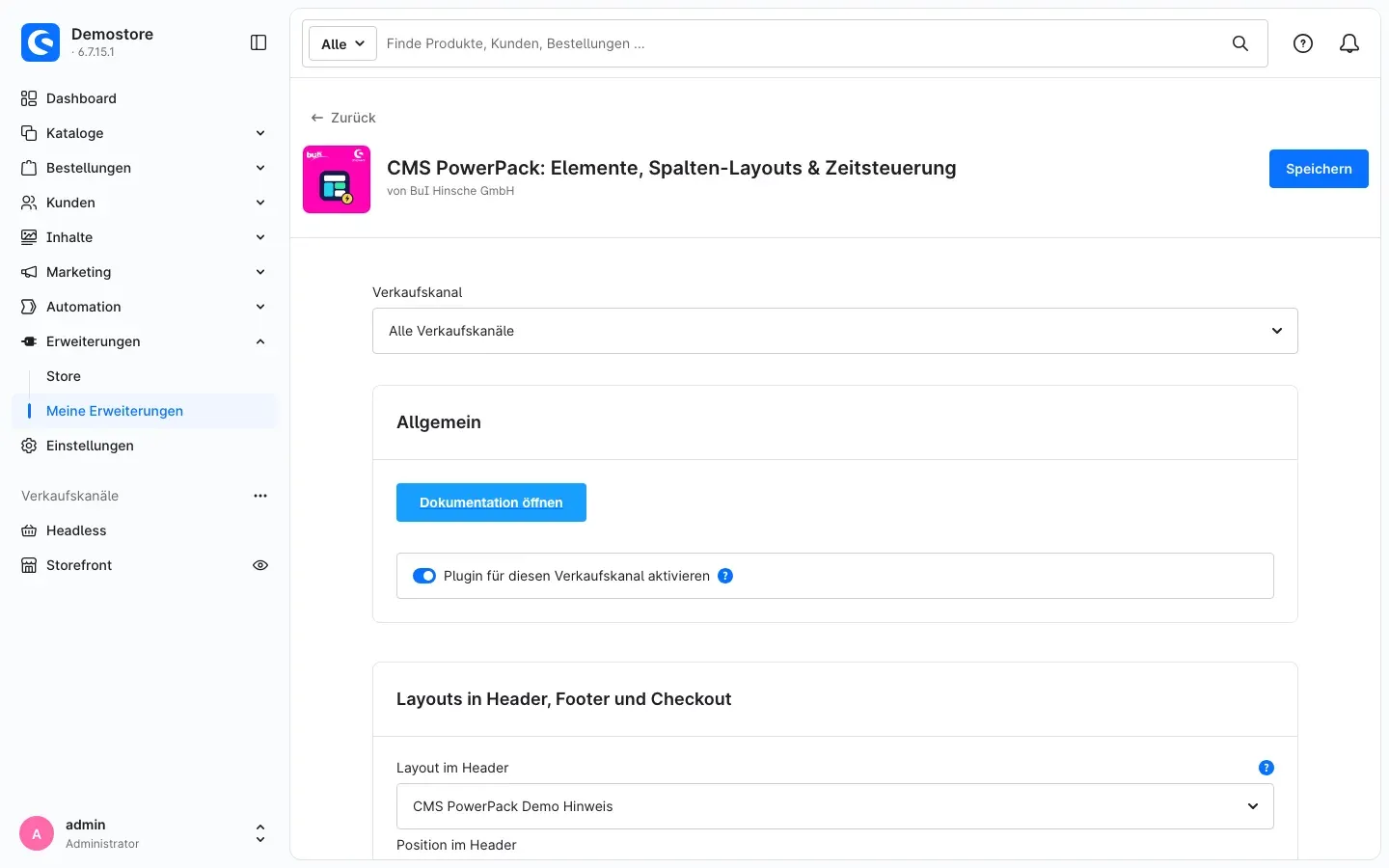Die Einstellungen des Plugins mit dem Bereich „Allgemein“