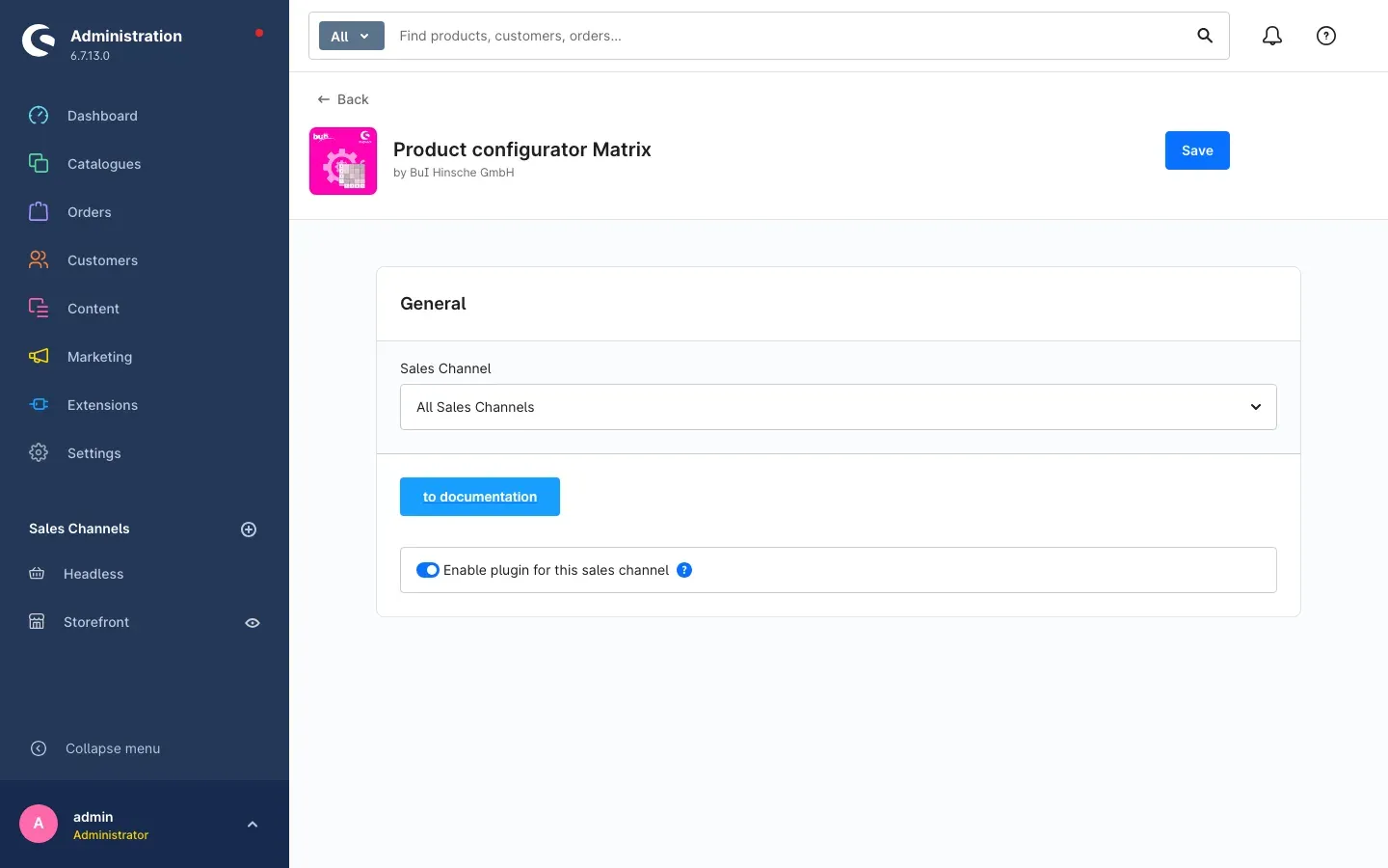 Plugin configuration page