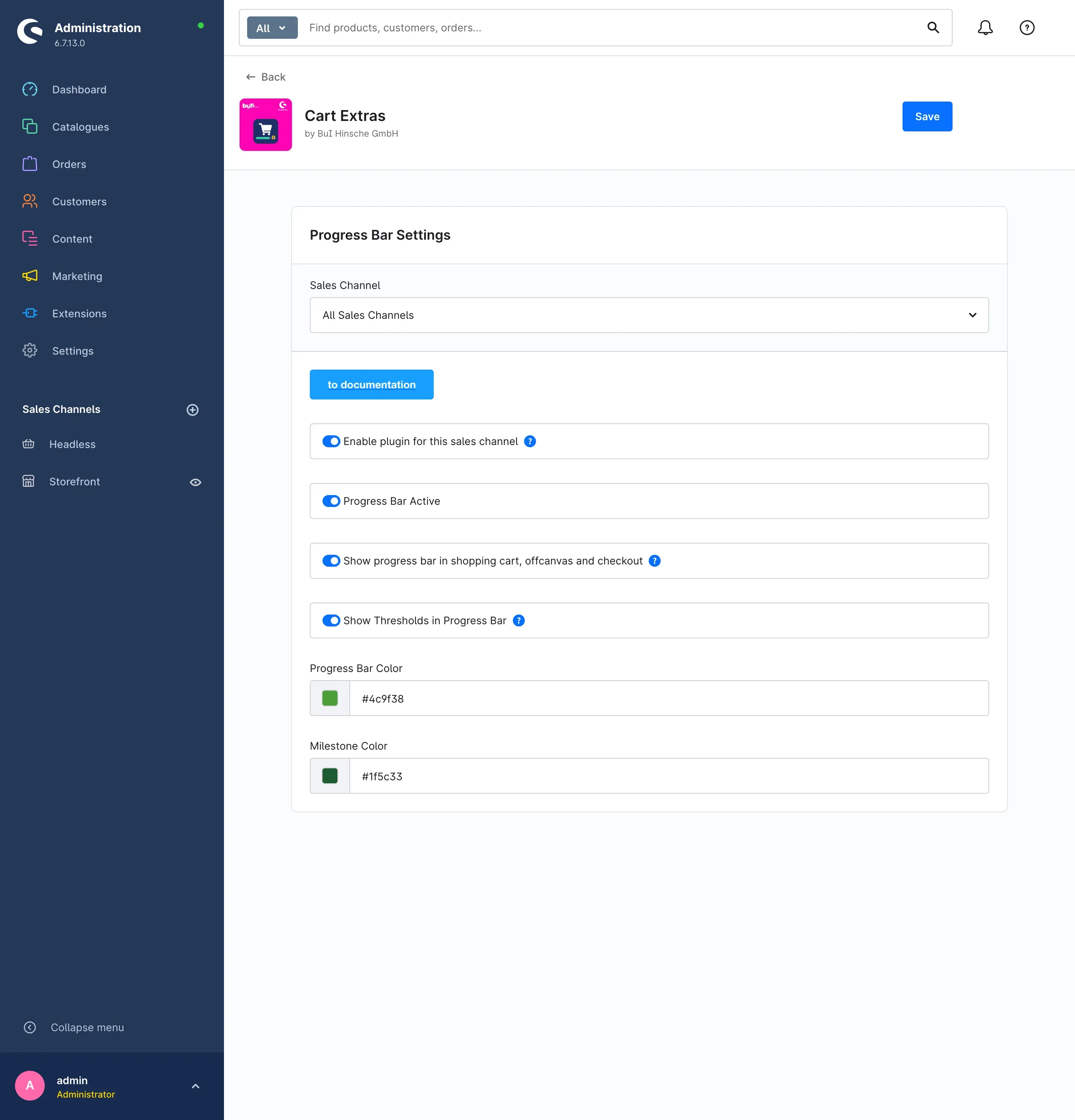 Plugin configuration page