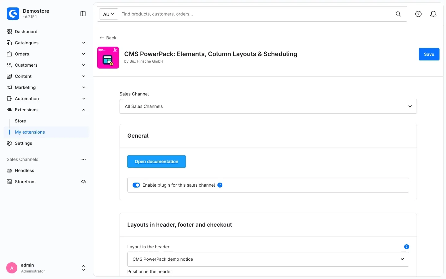The plugin settings with the “General” card
