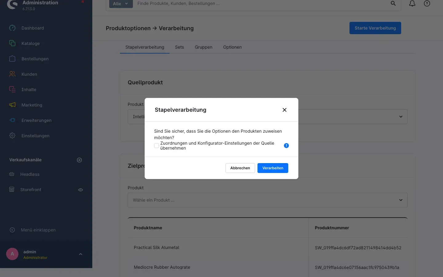 Bestätigungsdialog mit der Option „Zuordnungen und Konfigurator-Einstellungen der Quelle übernehmen"