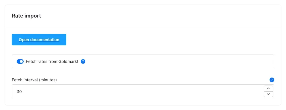 Settings under Rate import
