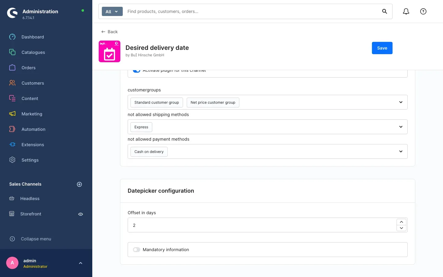 Datepicker configuration