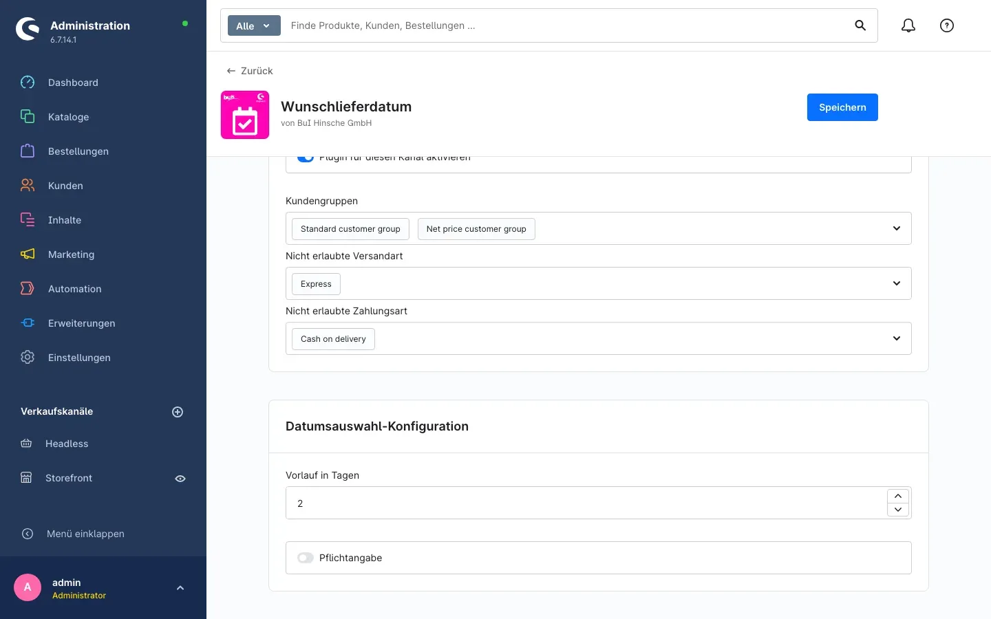 Datumsauswahl-Konfiguration
