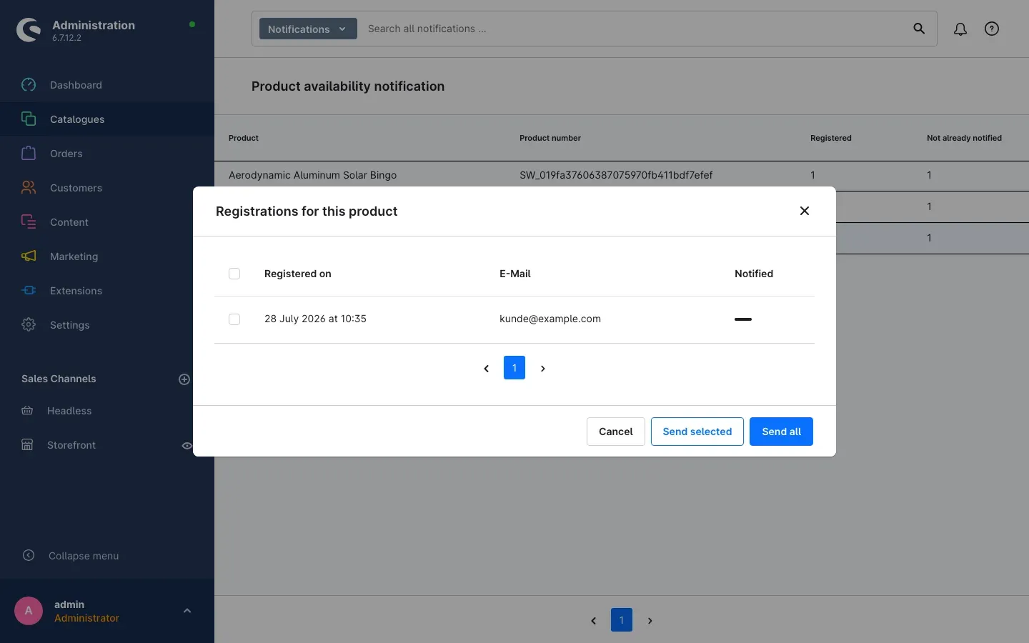 The window with the registrations