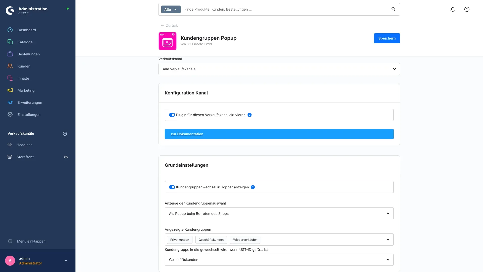 Karte „Grundeinstellungen"