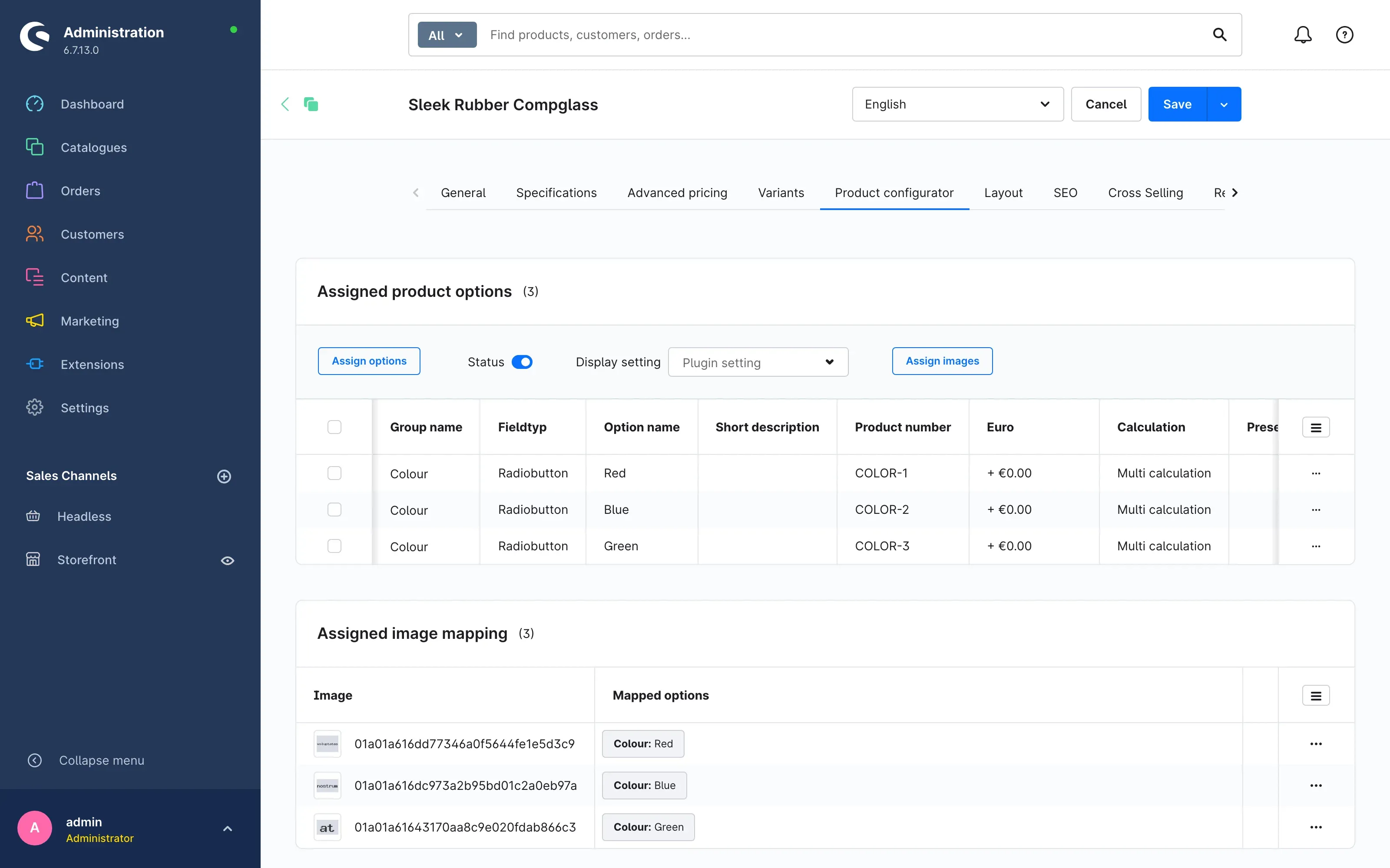 Product configurator tab