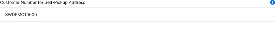 Step 1: the customer number of the pickup customer entered (SWDEMO10000)