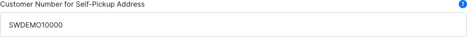 Step 1: the customer number of the pickup customer entered (SWDEMO10000)