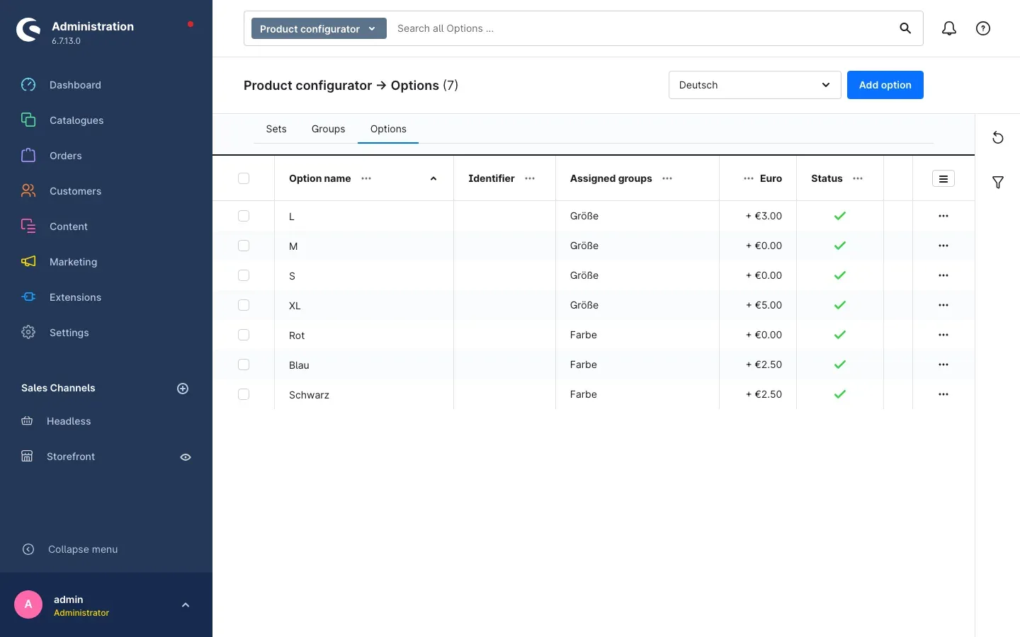 Overview of options