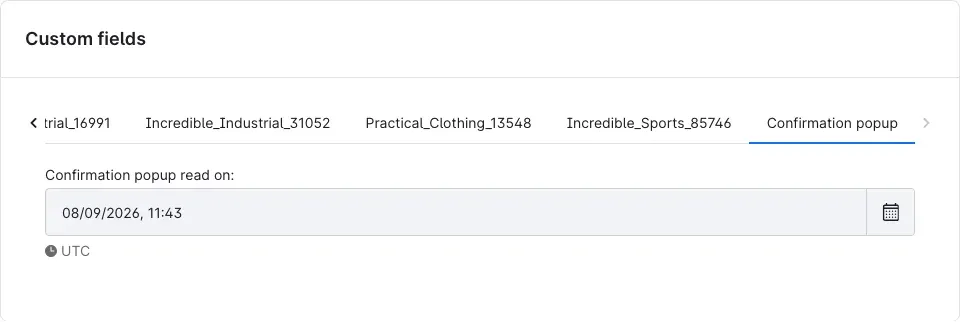 Order detail view with the stored confirmation time