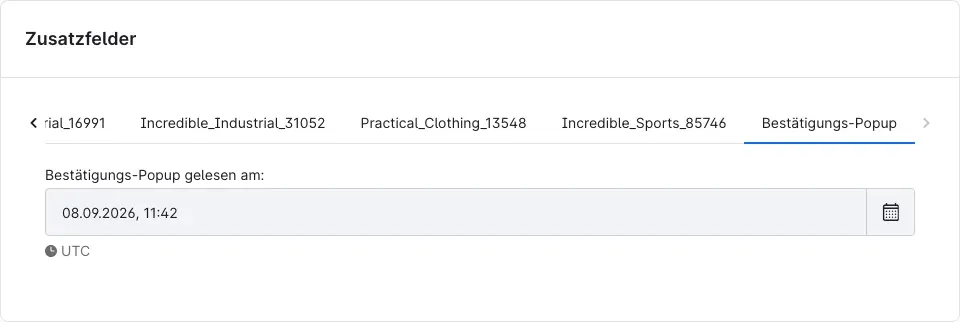 Bestelldetail mit dem gespeicherten Bestätigungszeitpunkt