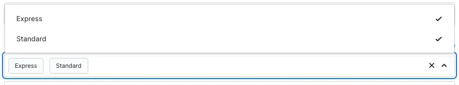 Step 2: "Standard" and "Express" marked as self-pickup shipping methods