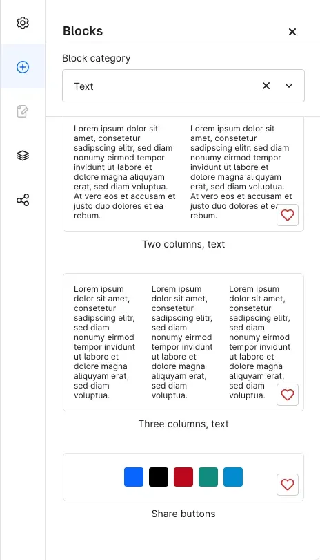 Share buttons block in the block library