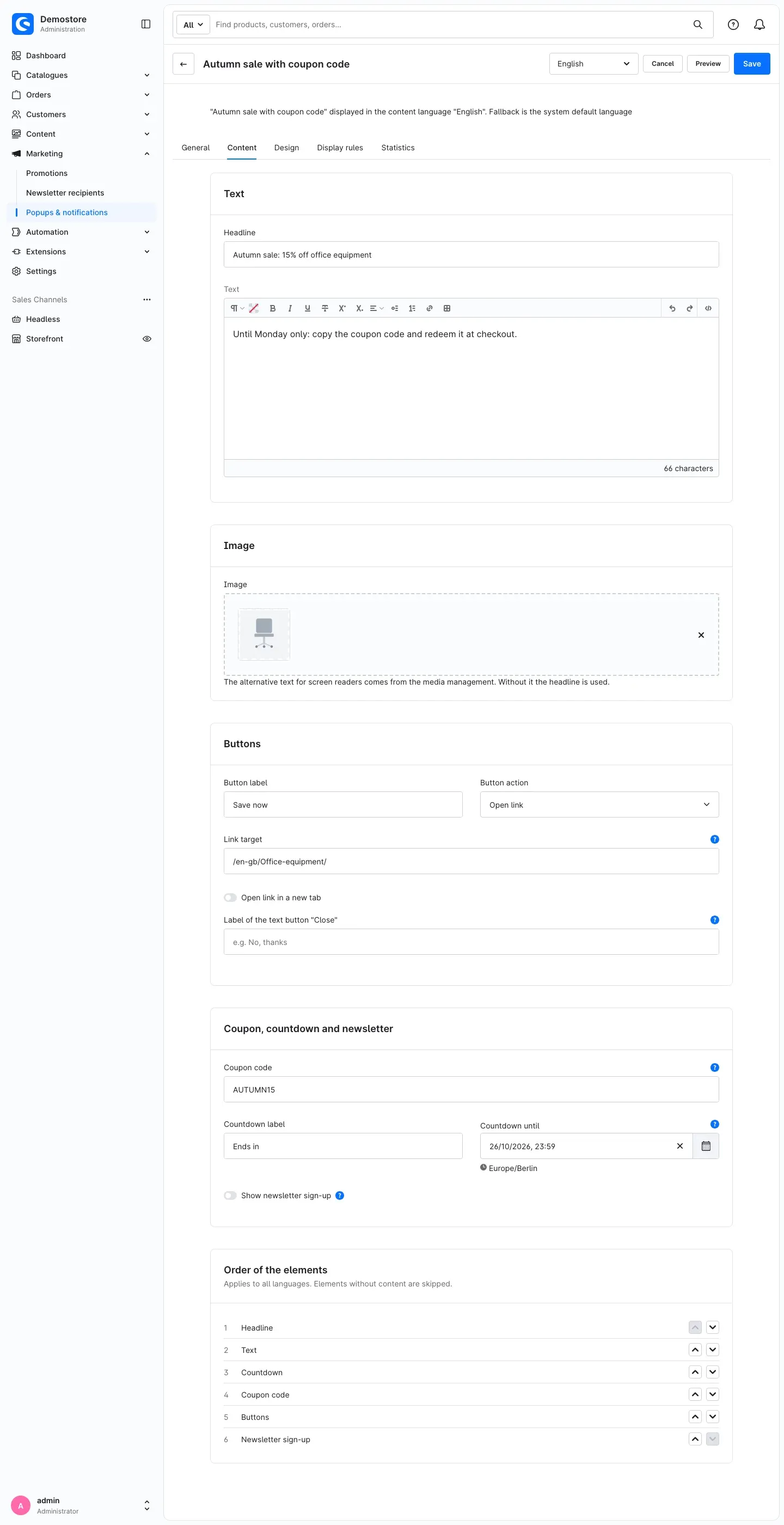 Content tab