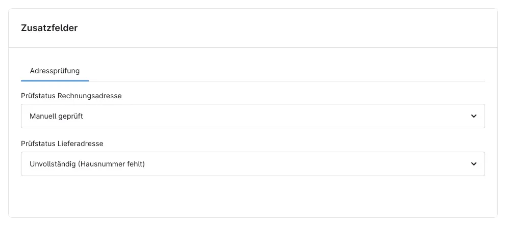 Prüfstatus an der Bestellung
