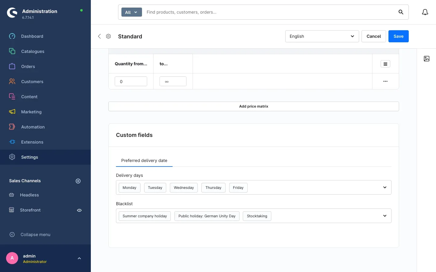Additional fields on the shipping method