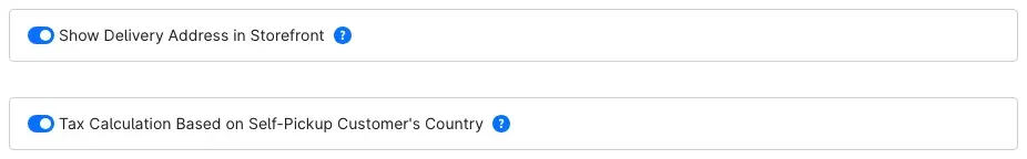 Step 3: the "Show Delivery Address in Storefront" toggle switched on
