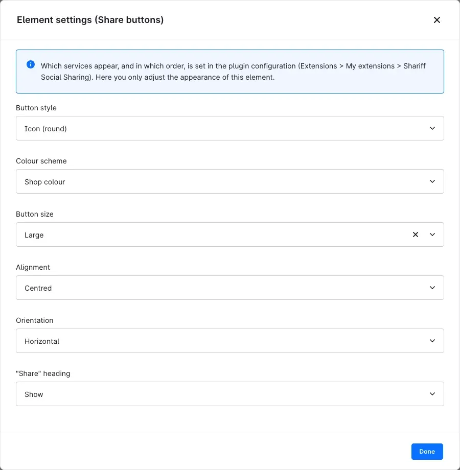 Element settings