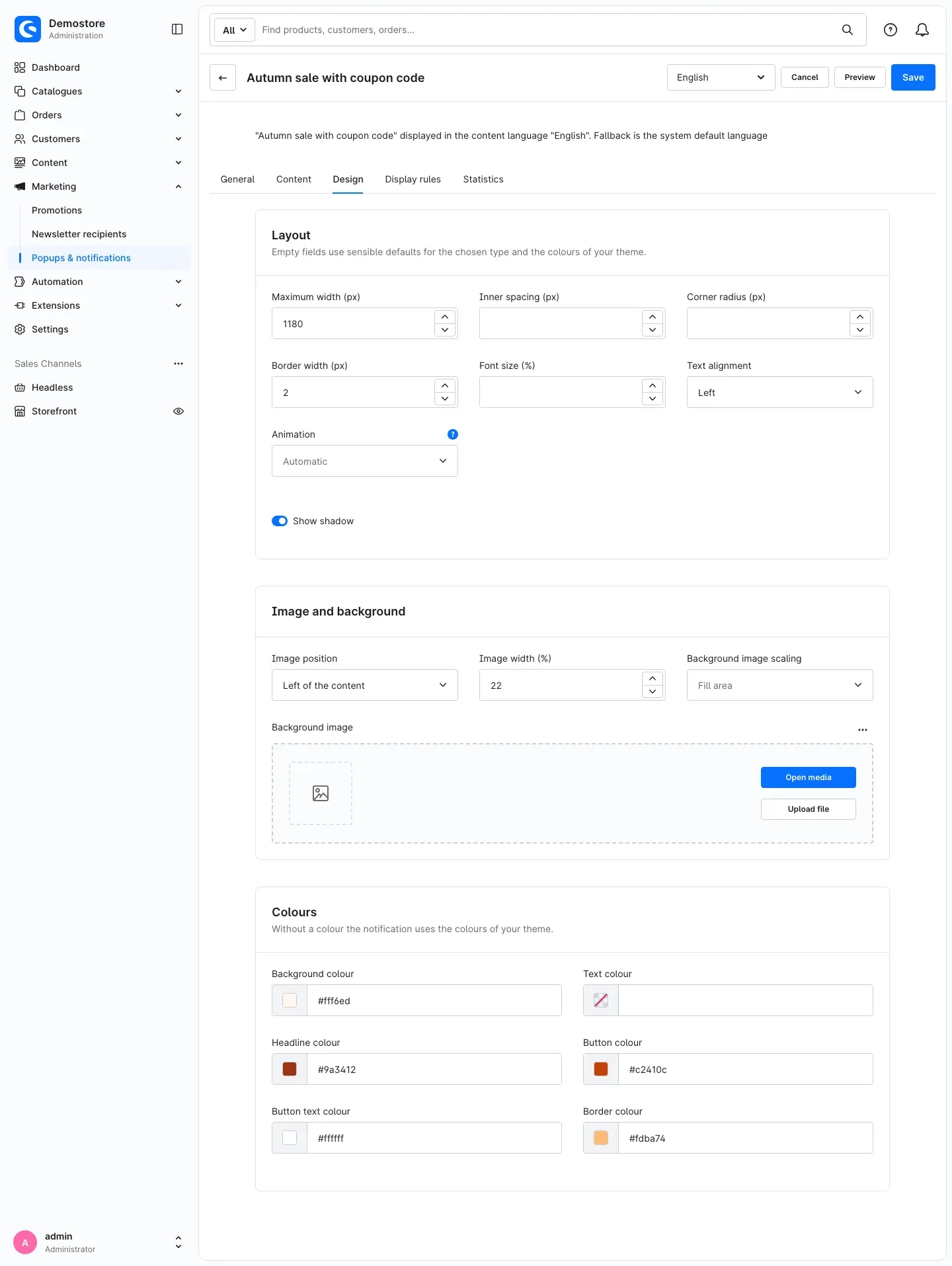 Design tab
