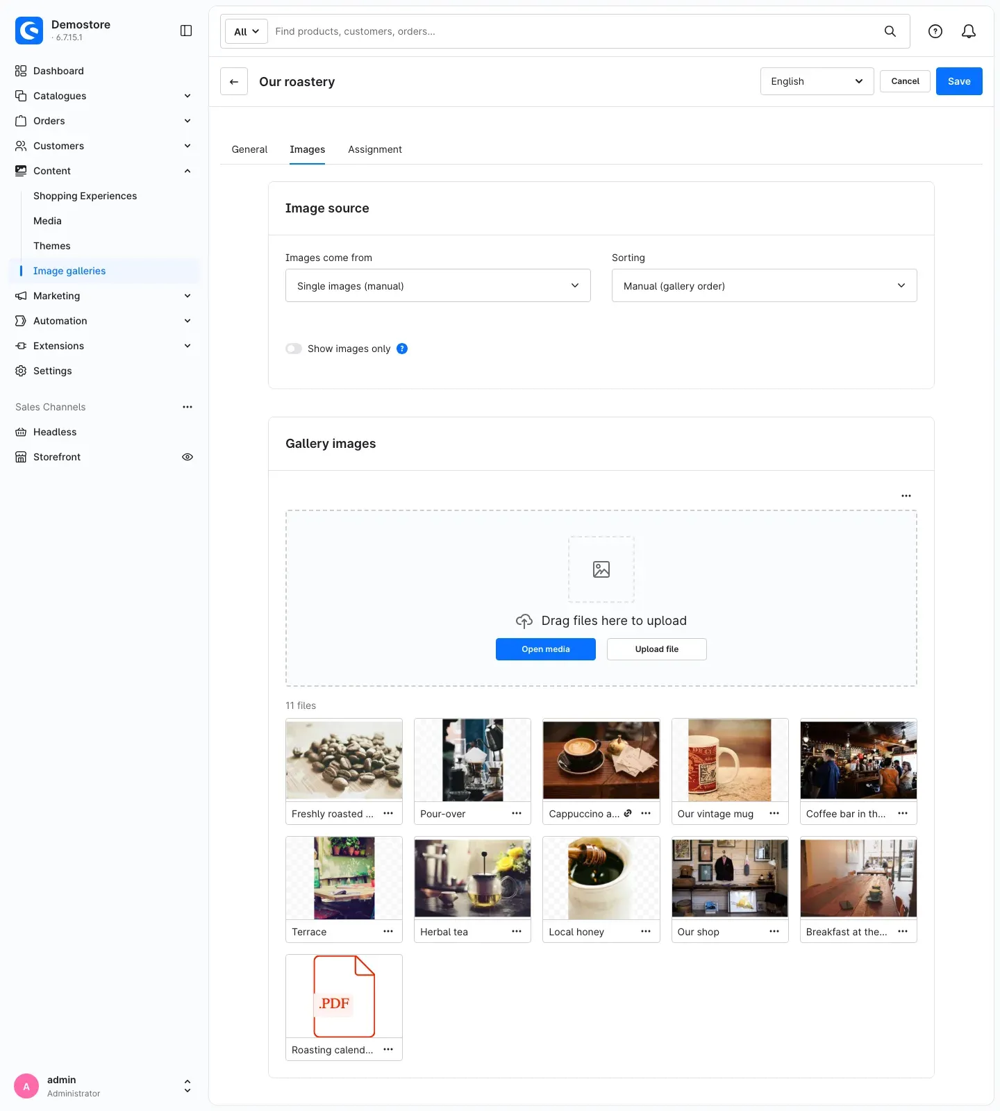 Images tab with single images