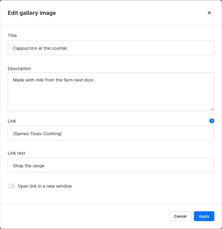 Edit gallery image dialog