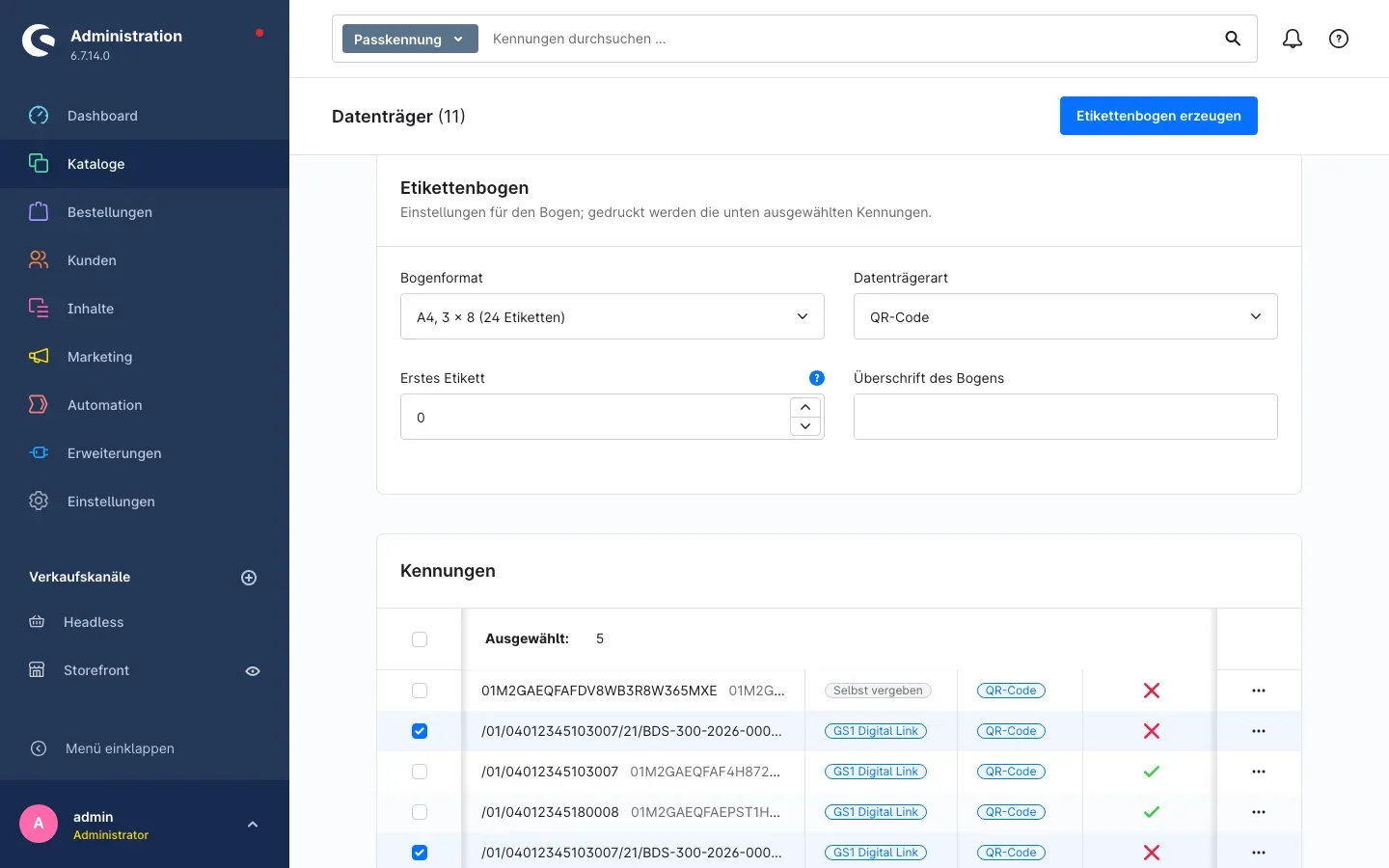 Die Seite „Datenträger“
