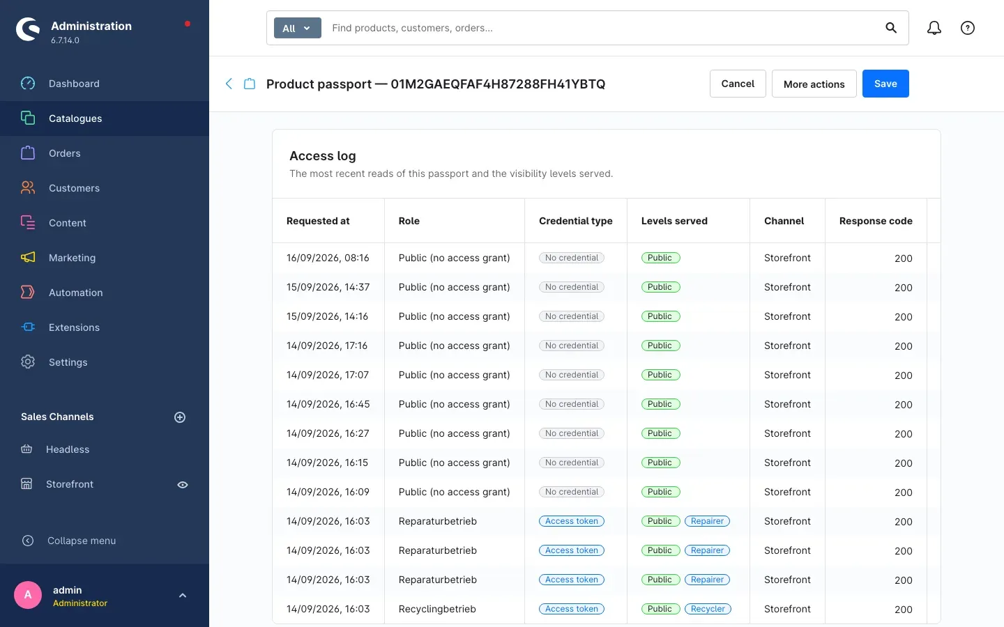The access log