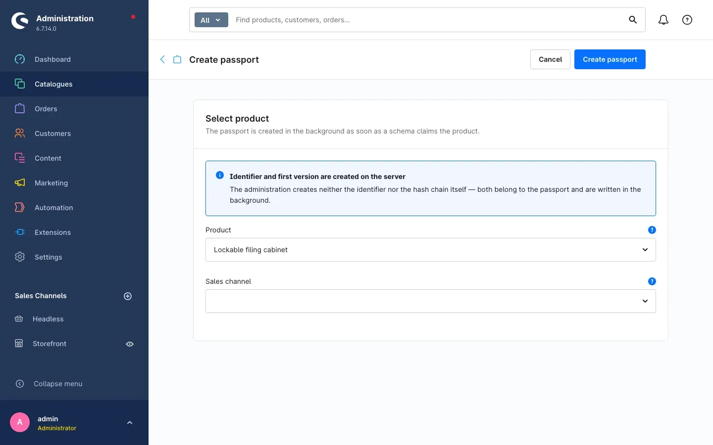 The "Create passport" page