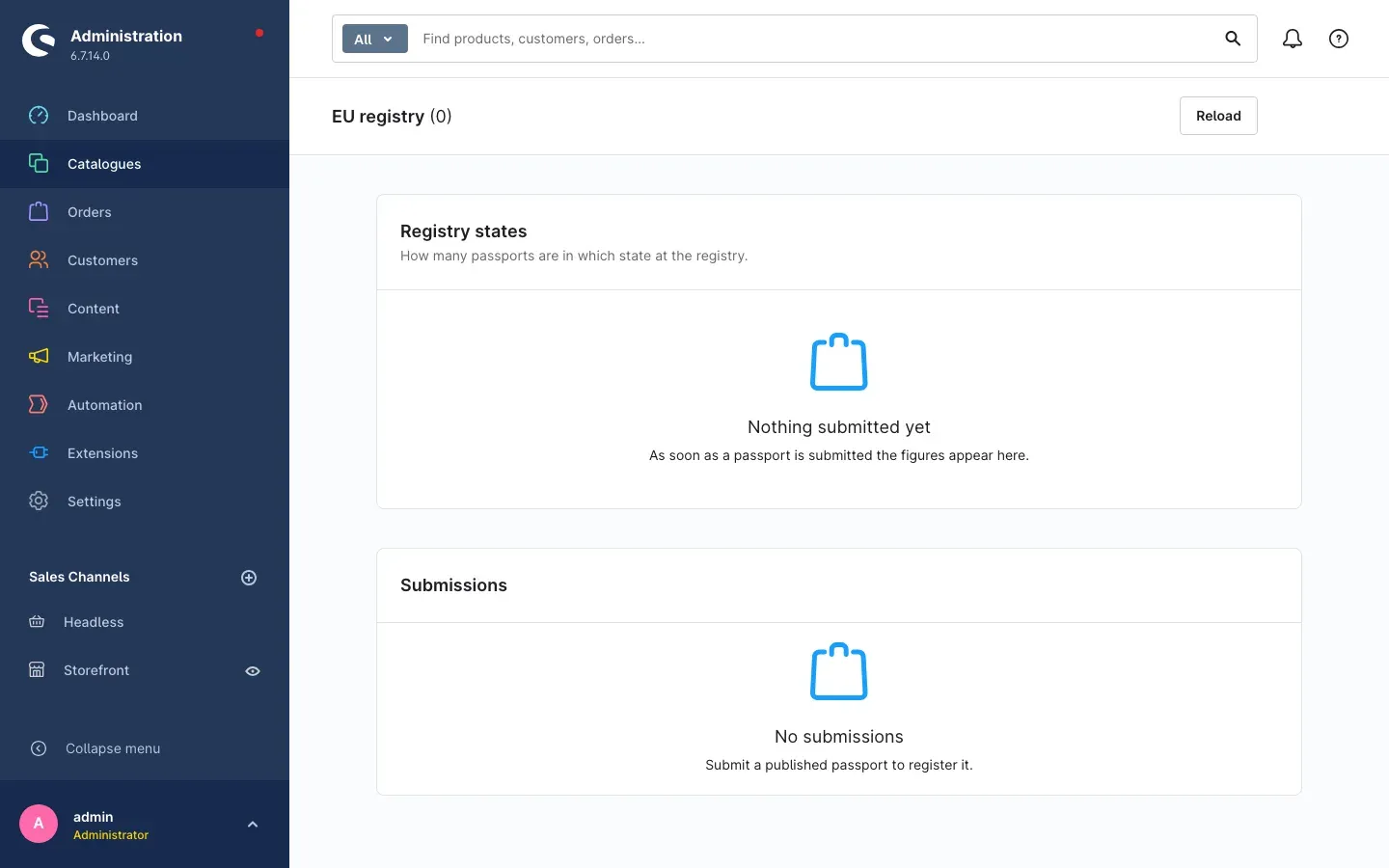 The "EU registry" page