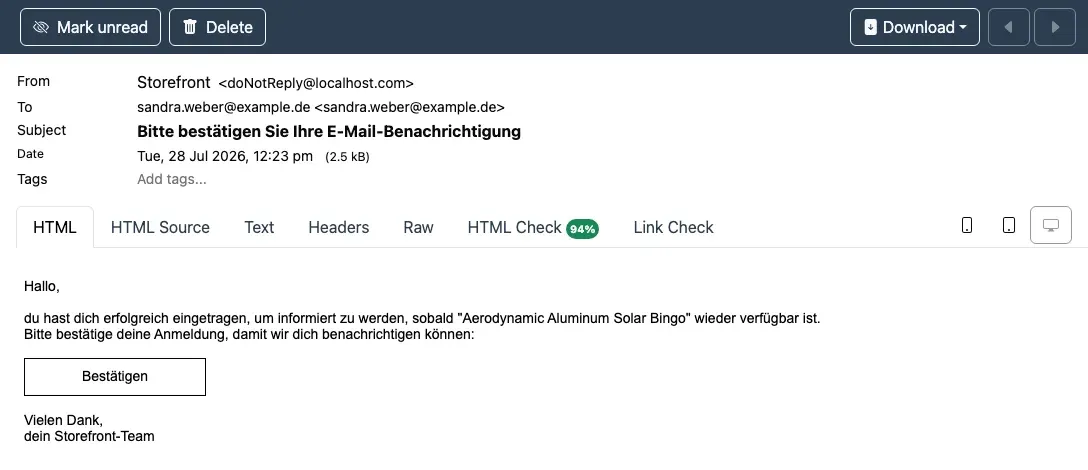 Die Bestätigungsmail