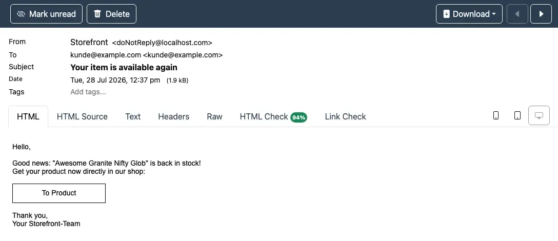 The availability email