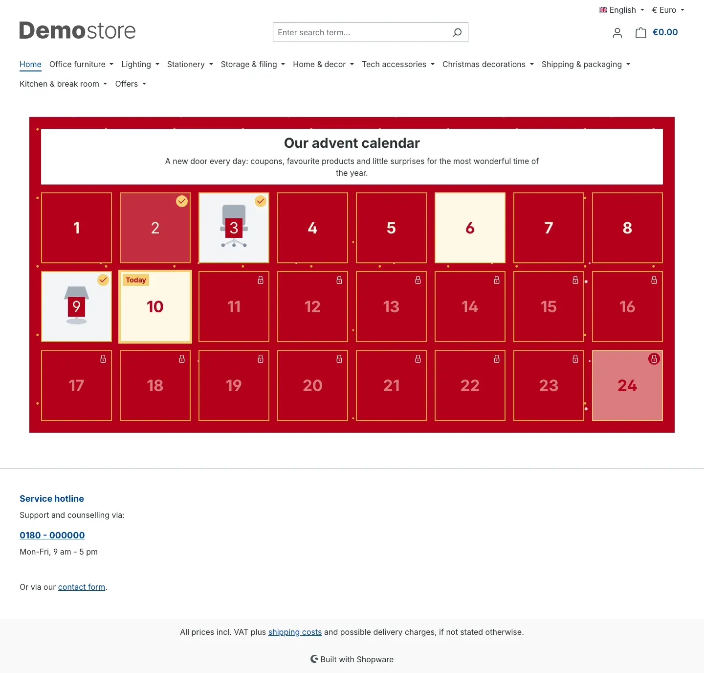 The calendar in the shop