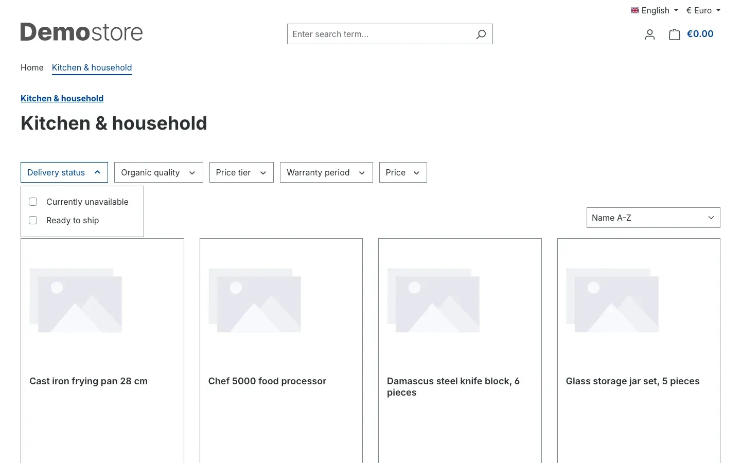 The filter row of a category with the additional filters