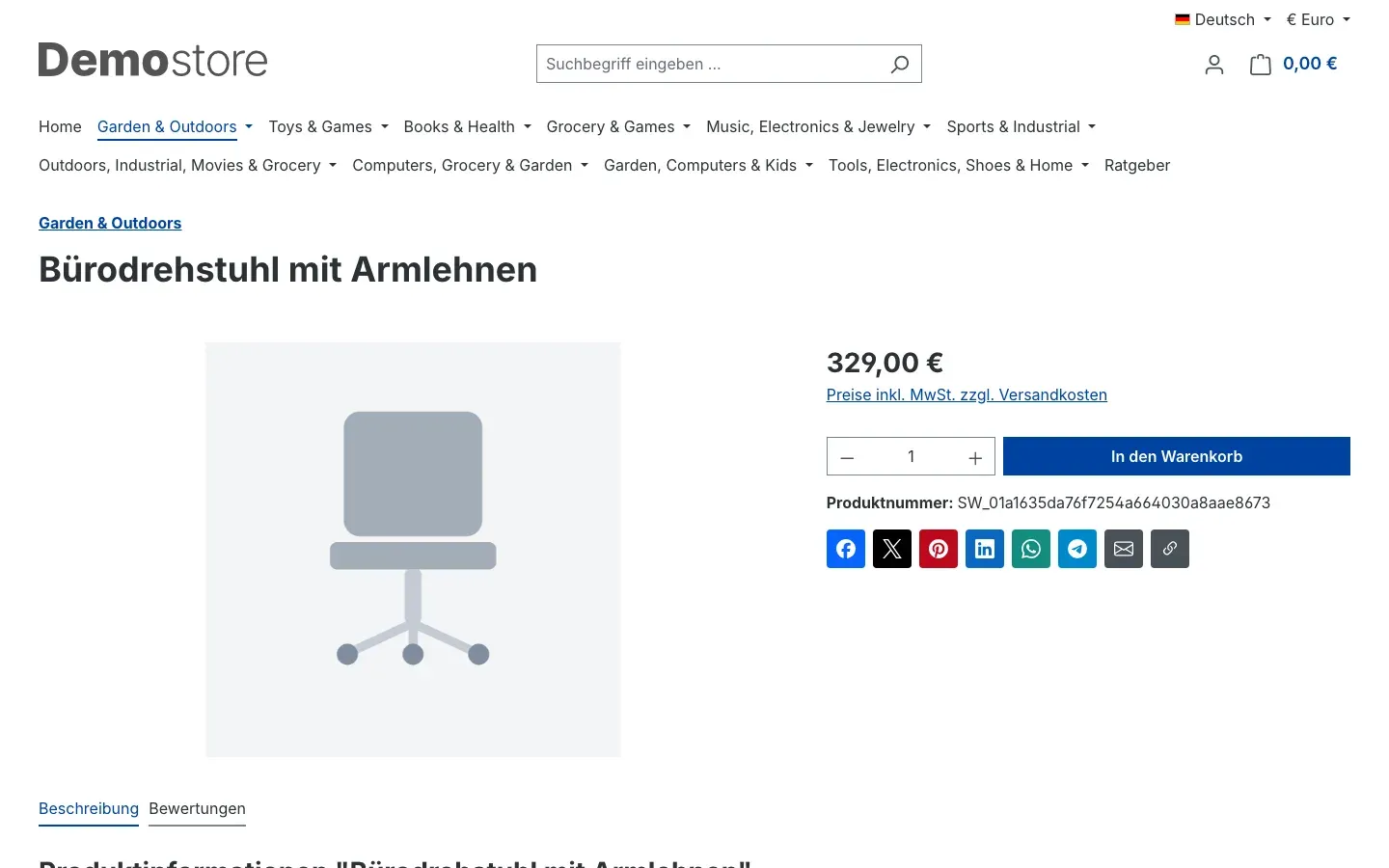 Teilen-Buttons auf der Produktseite