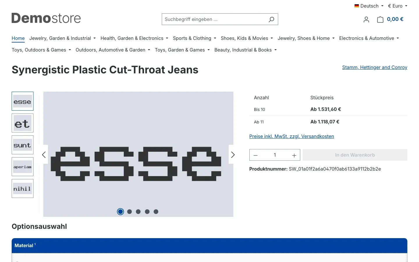 Erster Schritt auf der Produktseite
