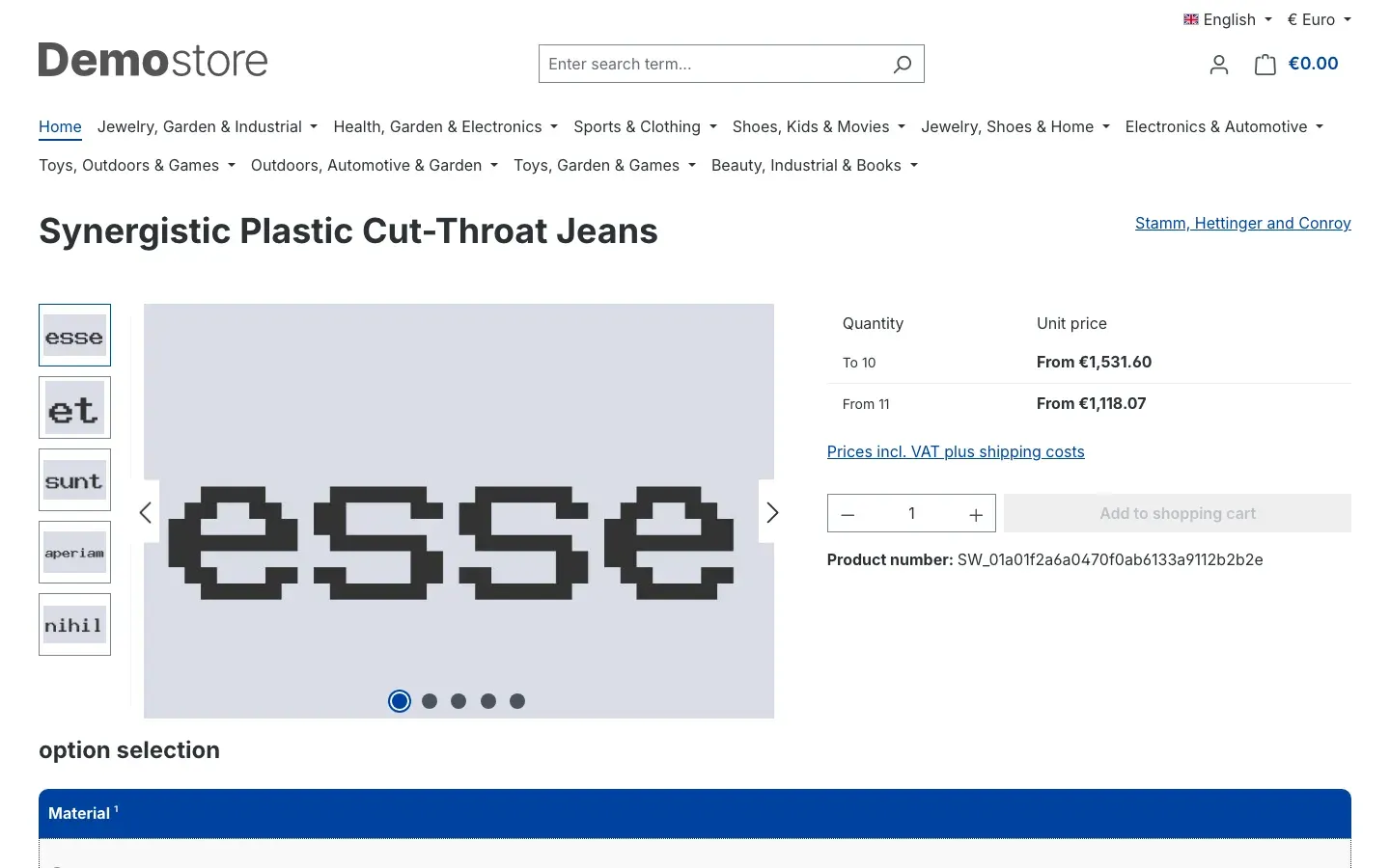 First step on the product page
