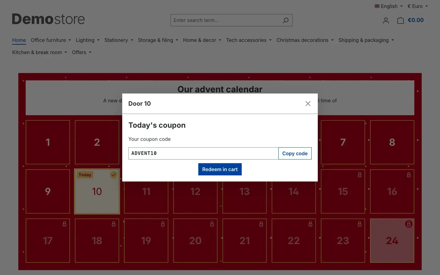 Opened coupon door
