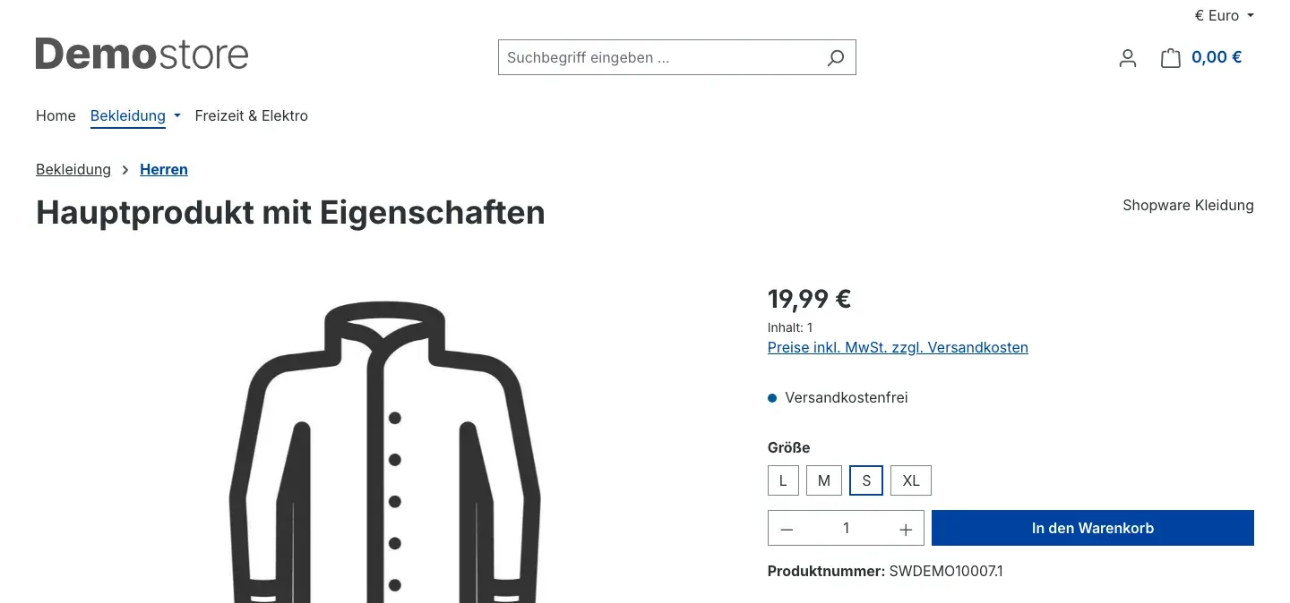 Schritt 5: ein Produkt von der Produktdetailseite in den Warenkorb legen