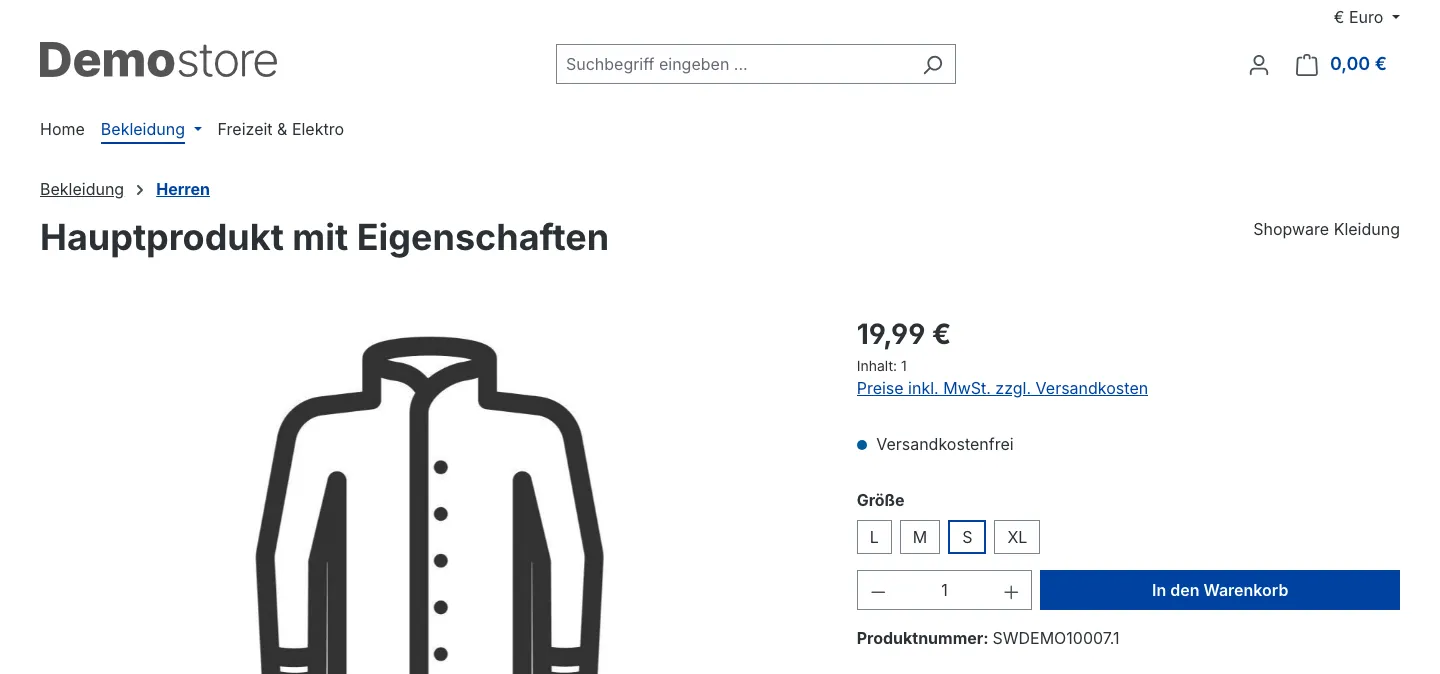 Schritt 5: ein Produkt von der Produktdetailseite in den Warenkorb legen